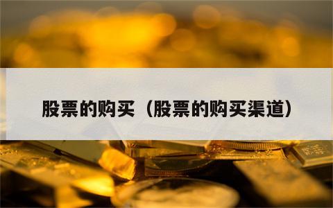股票的购买（股票的购买渠道）