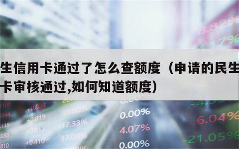 民生信用卡通过了怎么查额度（申请的民生信用卡审核通过,如何知道额度）