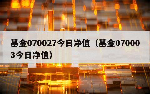 基金070027今日净值（基金070003今日净值）