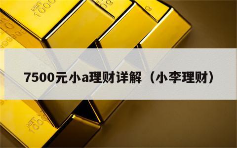 7500元小a理财详解（小李理财）