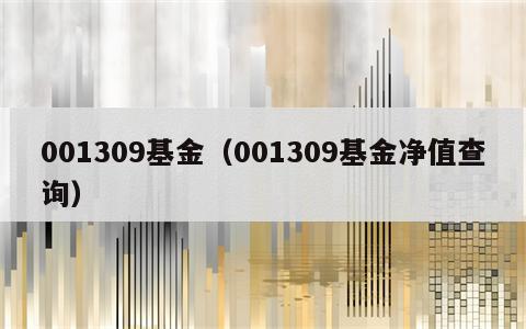 001309基金（001309基金净值查询）