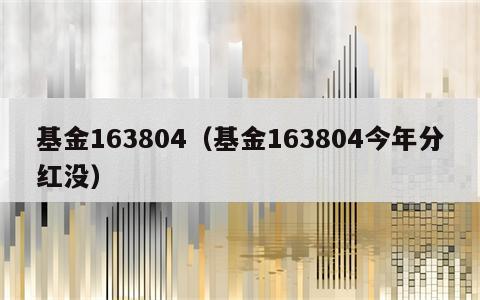 基金163804（基金163804今年分红没）