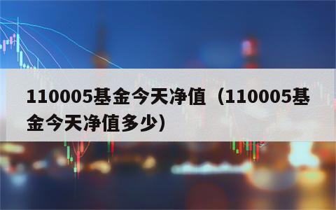 110005基金今天净值（110005基金今天净值多少）