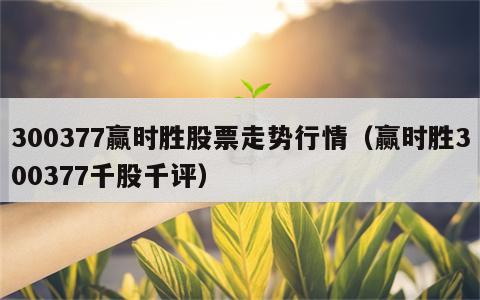300377赢时胜股票走势行情（赢时胜300377千股千评）