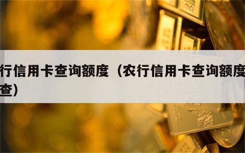 农行信用卡查询额度（农行信用卡查询额度怎么查）