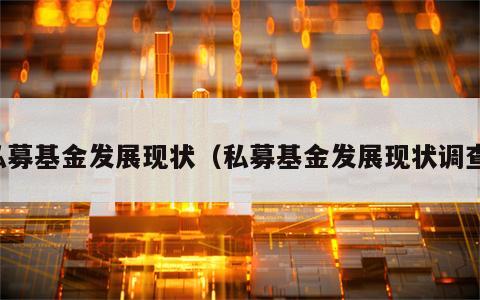 私募基金发展现状（私募基金发展现状调查）