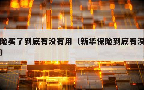 保险买了到底有没有用（新华保险到底有没有用）
