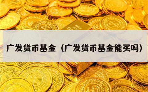 广发货币基金（广发货币基金能买吗）
