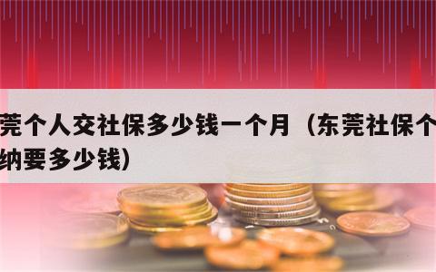 东莞个人交社保多少钱一个月（东莞社保个人缴纳要多少钱）