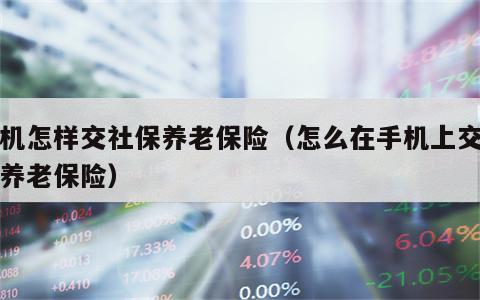 手机怎样交社保养老保险（怎么在手机上交社保养老保险）