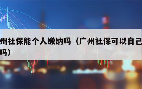 广州社保能个人缴纳吗（广州社保可以自己缴纳吗）