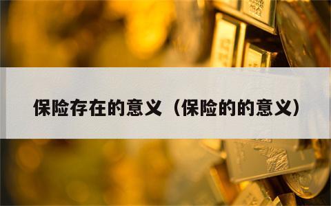 保险存在的意义（保险的的意义）