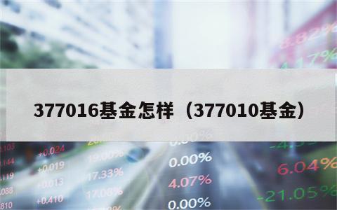 377016基金怎样（377010基金）