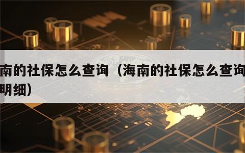 海南的社保怎么查询（海南的社保怎么查询缴费明细）