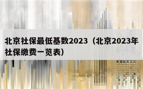 北京社保最低基数2023（北京2023年社保缴费一览表）