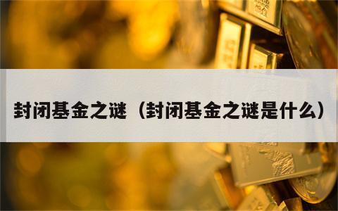 封闭基金之谜（封闭基金之谜是什么）
