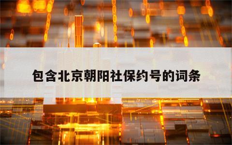 包含北京朝阳社保约号的词条