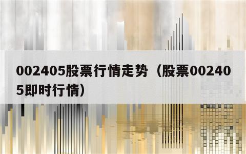 002405股票行情走势（股票002405即时行情）