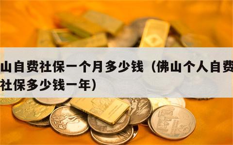 佛山自费社保一个月多少钱（佛山个人自费购买社保多少钱一年）