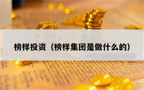 榜样投资（榜样集团是做什么的）