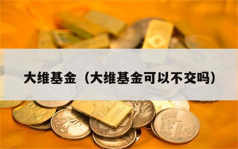 大维基金（大维基金可以不交吗）