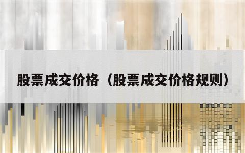 股票成交价格（股票成交价格规则）