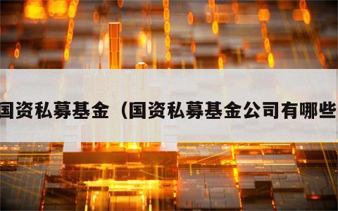 国资私募基金（国资私募基金公司有哪些）