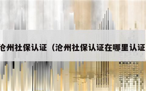 沧州社保认证（沧州社保认证在哪里认证）
