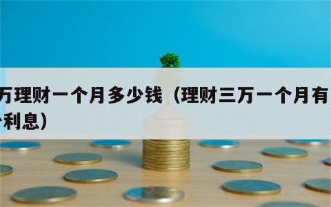 3万理财一个月多少钱（理财三万一个月有多少利息）