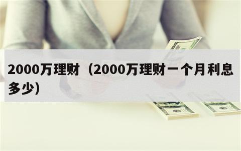 2000万理财（2000万理财一个月利息多少）
