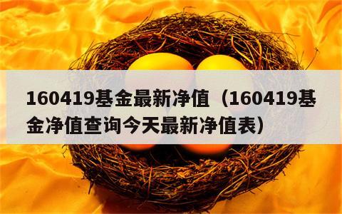 160419基金最新净值（160419基金净值查询今天最新净值表）