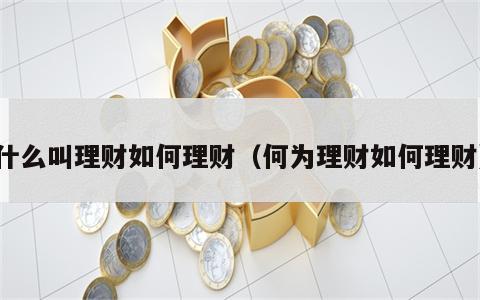 什么叫理财如何理财（何为理财如何理财）