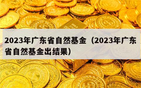2023年广东省自然基金（2023年广东省自然基金出结果）