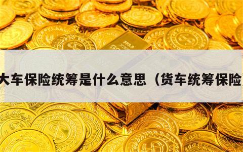 大车保险统筹是什么意思（货车统筹保险）