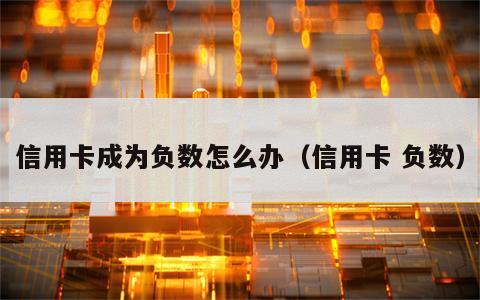 信用卡成为负数怎么办（信用卡 负数）