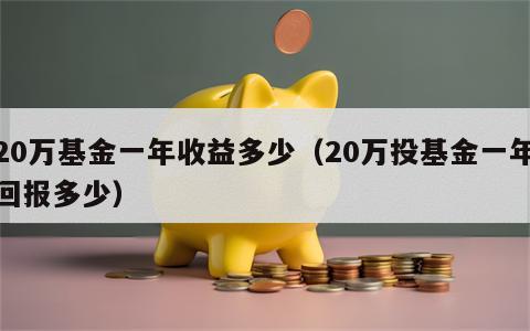 20万基金一年收益多少（20万投基金一年回报多少）