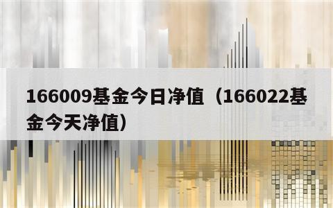 166009基金今日净值（166022基金今天净值）