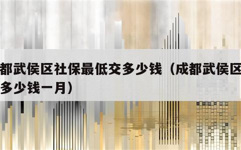 成都武侯区社保最低交多少钱（成都武侯区社保多少钱一月）