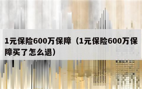 1元保险600万保障（1元保险600万保障买了怎么退）