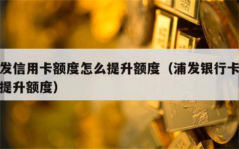 浦发信用卡额度怎么提升额度（浦发银行卡怎么提升额度）