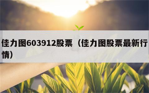 佳力图603912股票（佳力图股票最新行情）