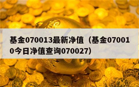 基金070013最新净值（基金070010今日净值查询070027）