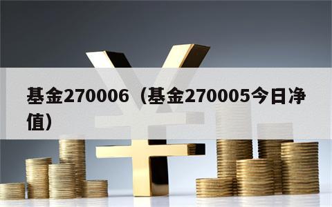 基金270006（基金270005今日净值）