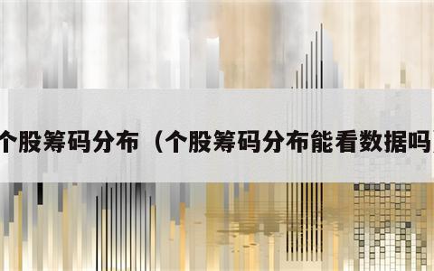 个股筹码分布（个股筹码分布能看数据吗）