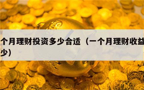 每个月理财投资多少合适（一个月理财收益有多少）