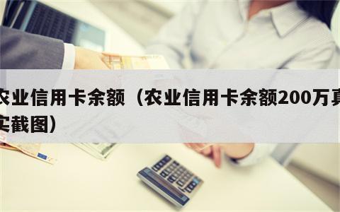 农业信用卡余额（农业信用卡余额200万真实截图）