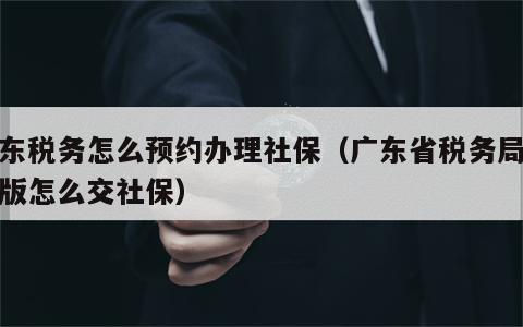 广东税务怎么预约办理社保（广东省税务局手机版怎么交社保）