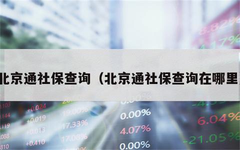 北京通社保查询（北京通社保查询在哪里）