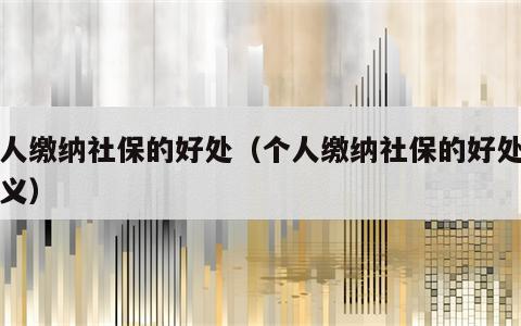 个人缴纳社保的好处（个人缴纳社保的好处及意义）