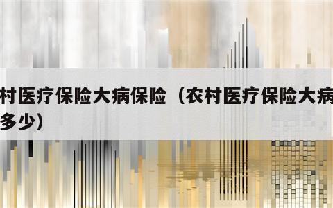 农村医疗保险大病保险（农村医疗保险大病保险多少）
